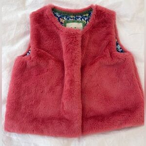 NWT Mini Boden Pink Faux Fur Vest